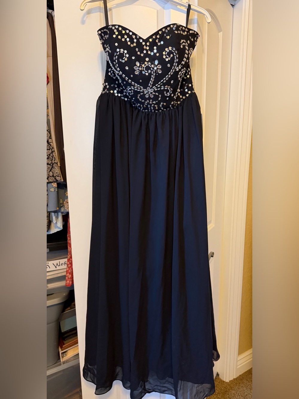 Embellished Black Evening Gown